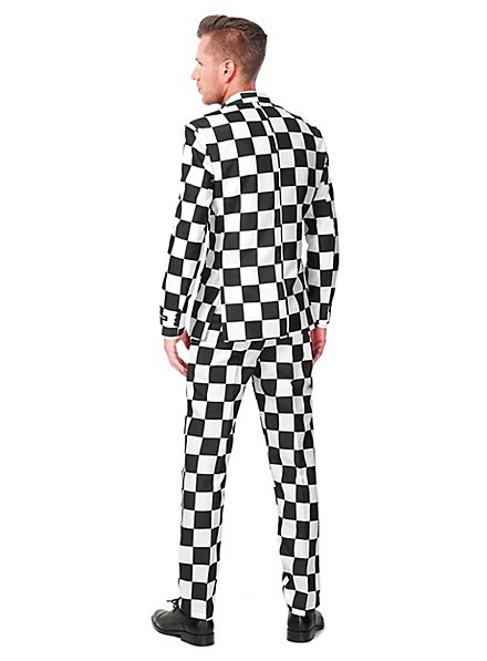 black and white checkered suit